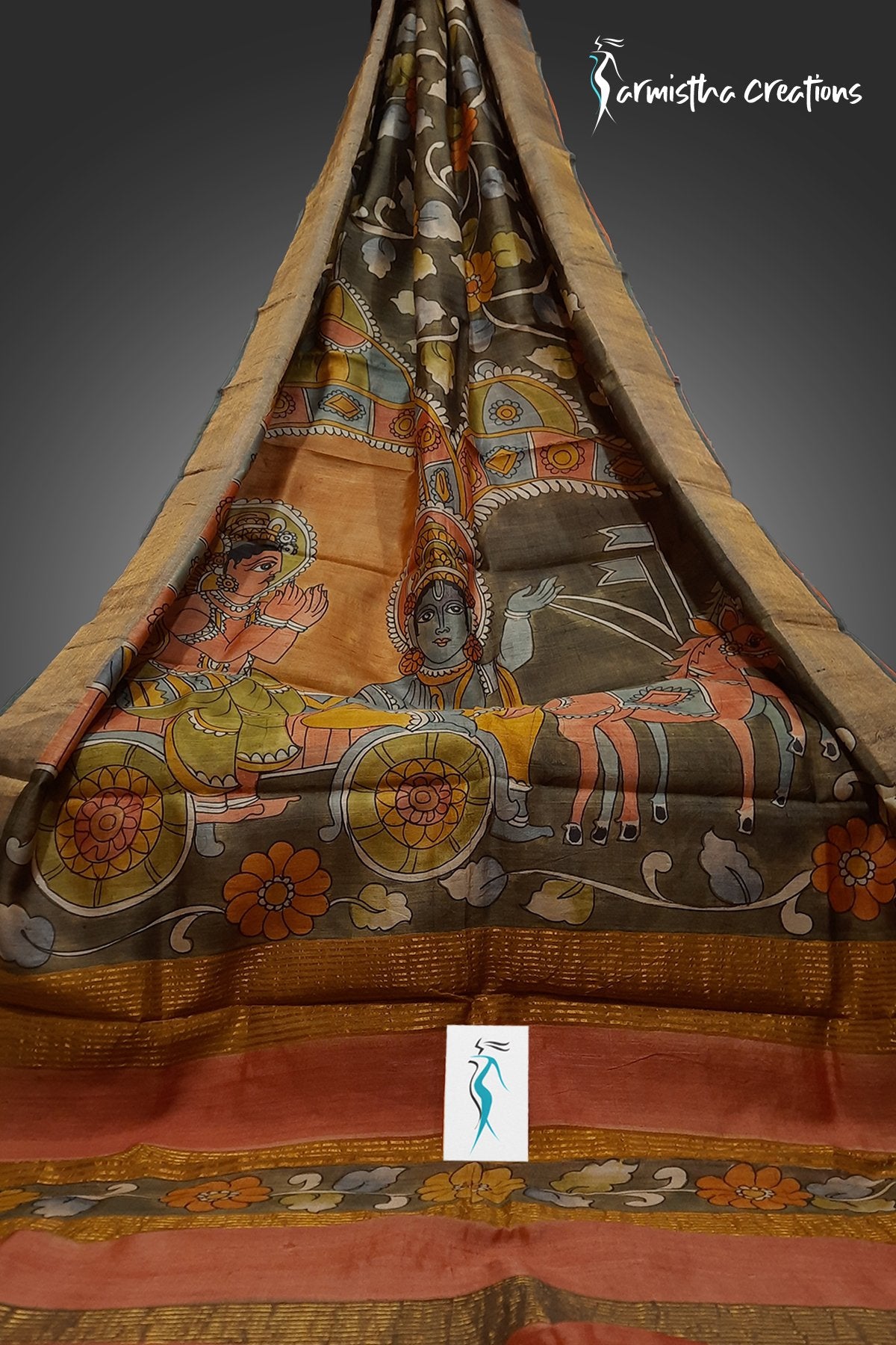 Zari Tussar Saree With Hand Kalamkari zthpk-016 image 0