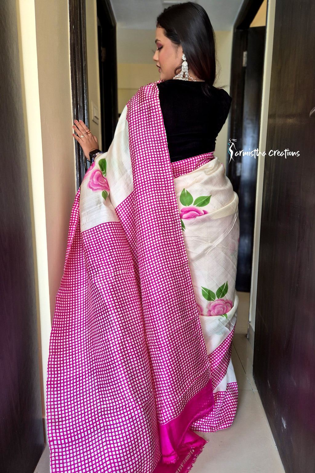 Rose Blossoms – Bishnupuri Silk Saree | bshp-011 image 2