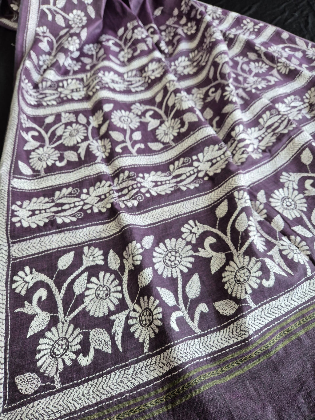 Kantha Stitch on Jamun Dhonekhali Cotton image 3