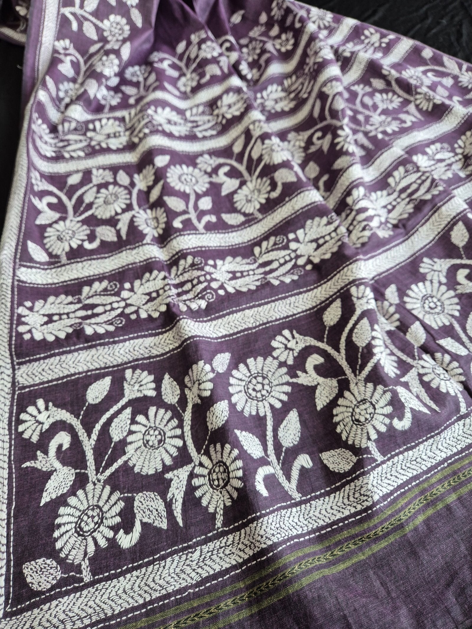 Kantha Stitch on Jamun Dhonekhali Cotton image 3