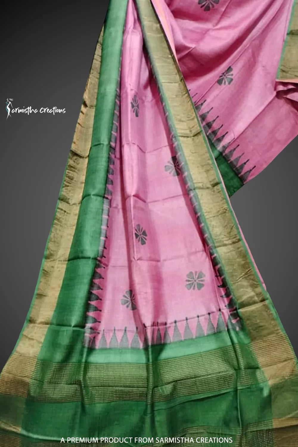 Zari Border Pure Desi Tussar Silk Saree With Hand-Block Printing dtzbhbp-079 image 0