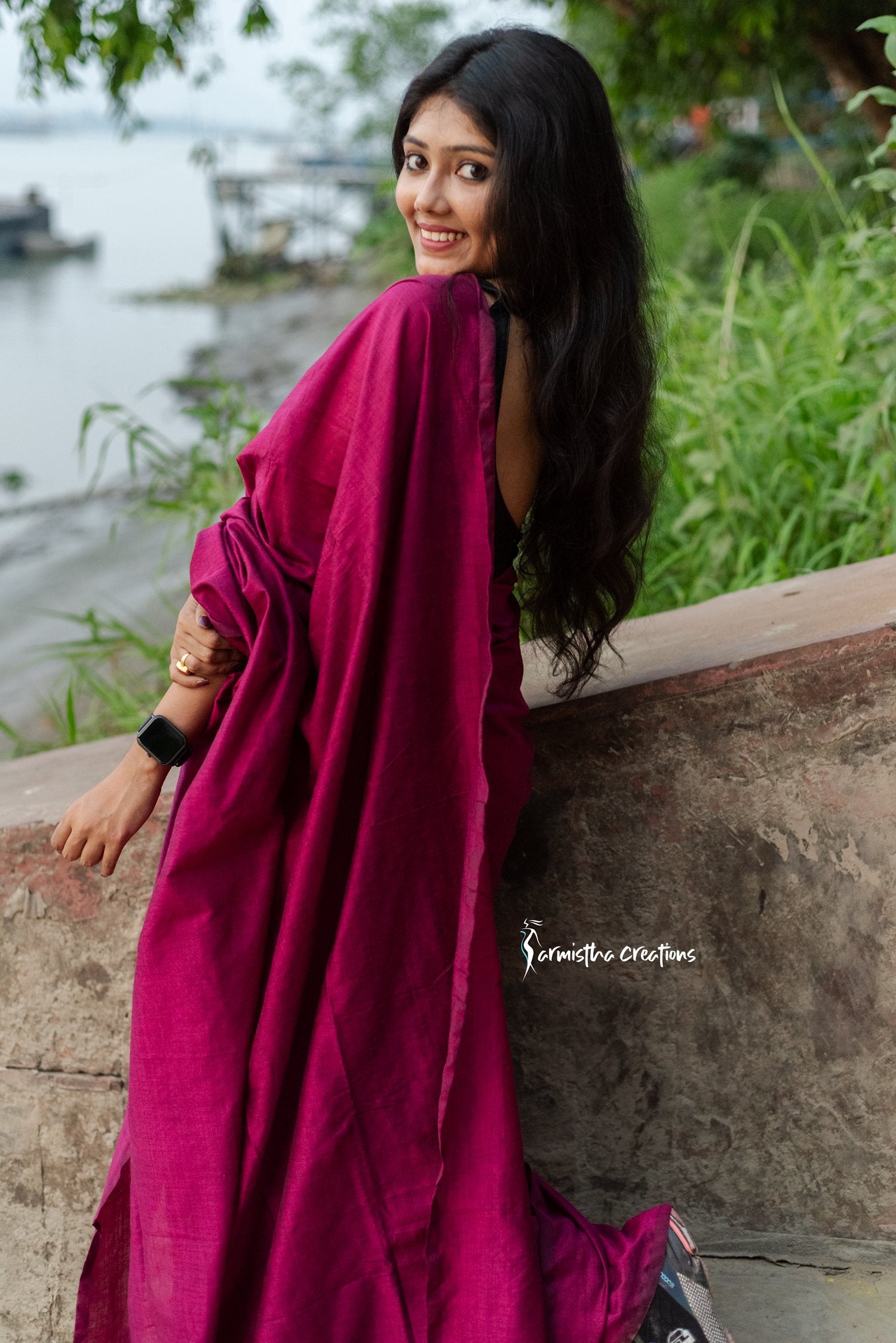 Pure Cotton Saree Magenta image 1