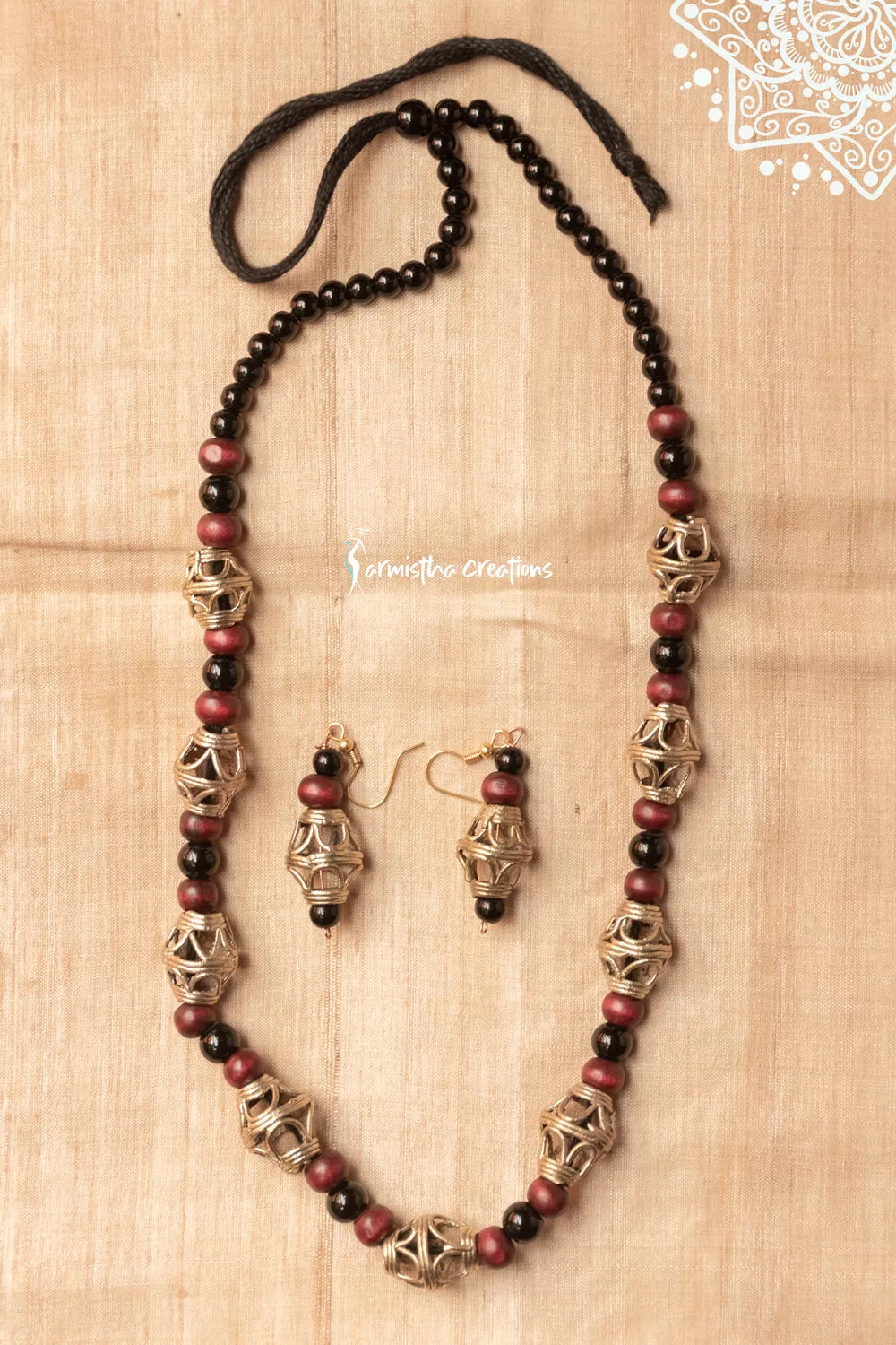 Hand-Made Dokra Mala (Dhol Mala, Black-Maroon) image 0