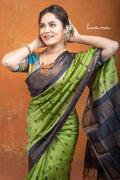 Zari Border Pure Tussar Silk Saree With Hand-Block Printing dtzbhbp-029 image 0