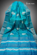 Zari Border Pure Desi Tussar Silk Saree With Hand-Block Printing dtzbhbp-107 image 0