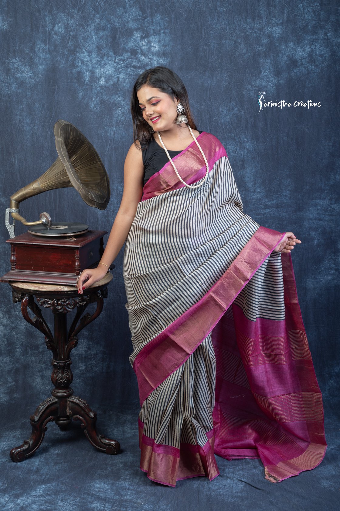 Royal Raga – Block Printed Zari Tussar Silk Saree | dtzbhbp-116 image 6