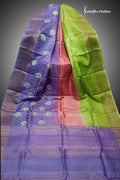 Zari Border Pure Desi Tussar Silk Saree With Hand-Block Printing dtzbhbp-119 image 0