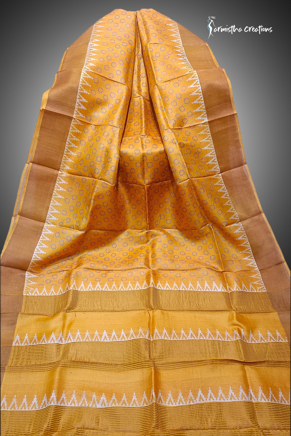Zari Border Pure Desi Tussar Silk Saree With Hand-Block Printing dtzbhbp-104 image 0