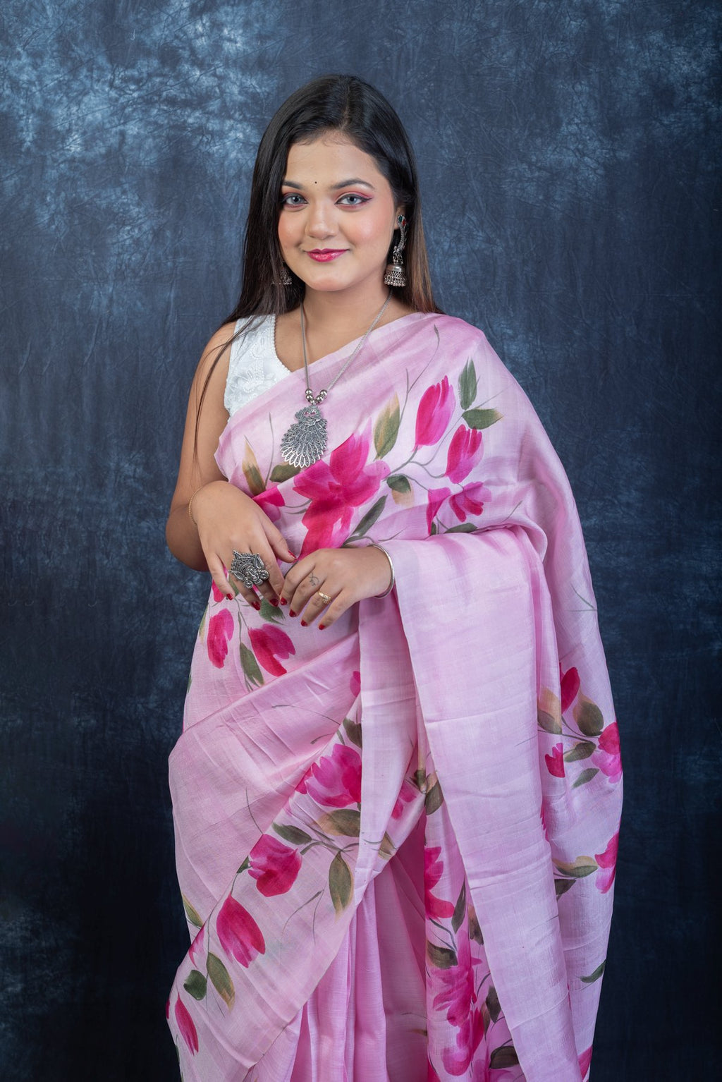 Pink Reverie Hand-Painted Bishnupuri Silk Saree | Bshp-003 image 4