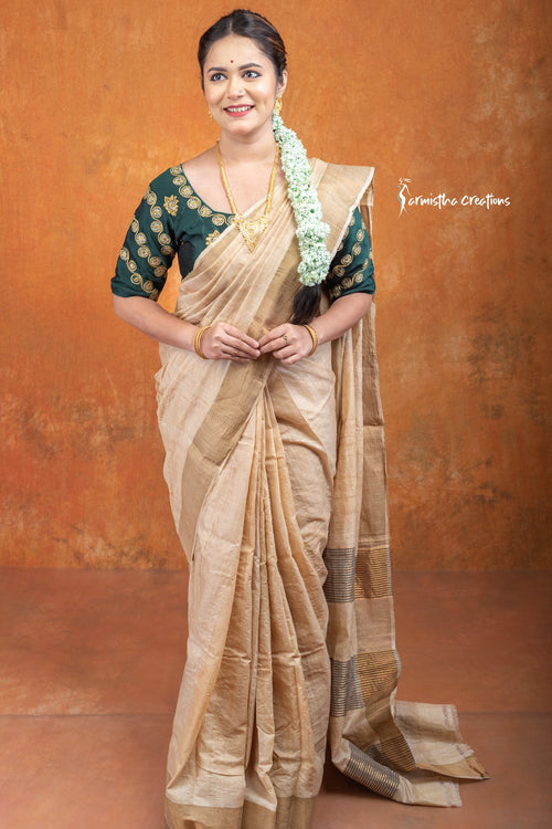 Gachi Zari Tussar Natural Undyed | pzt-001 image 1