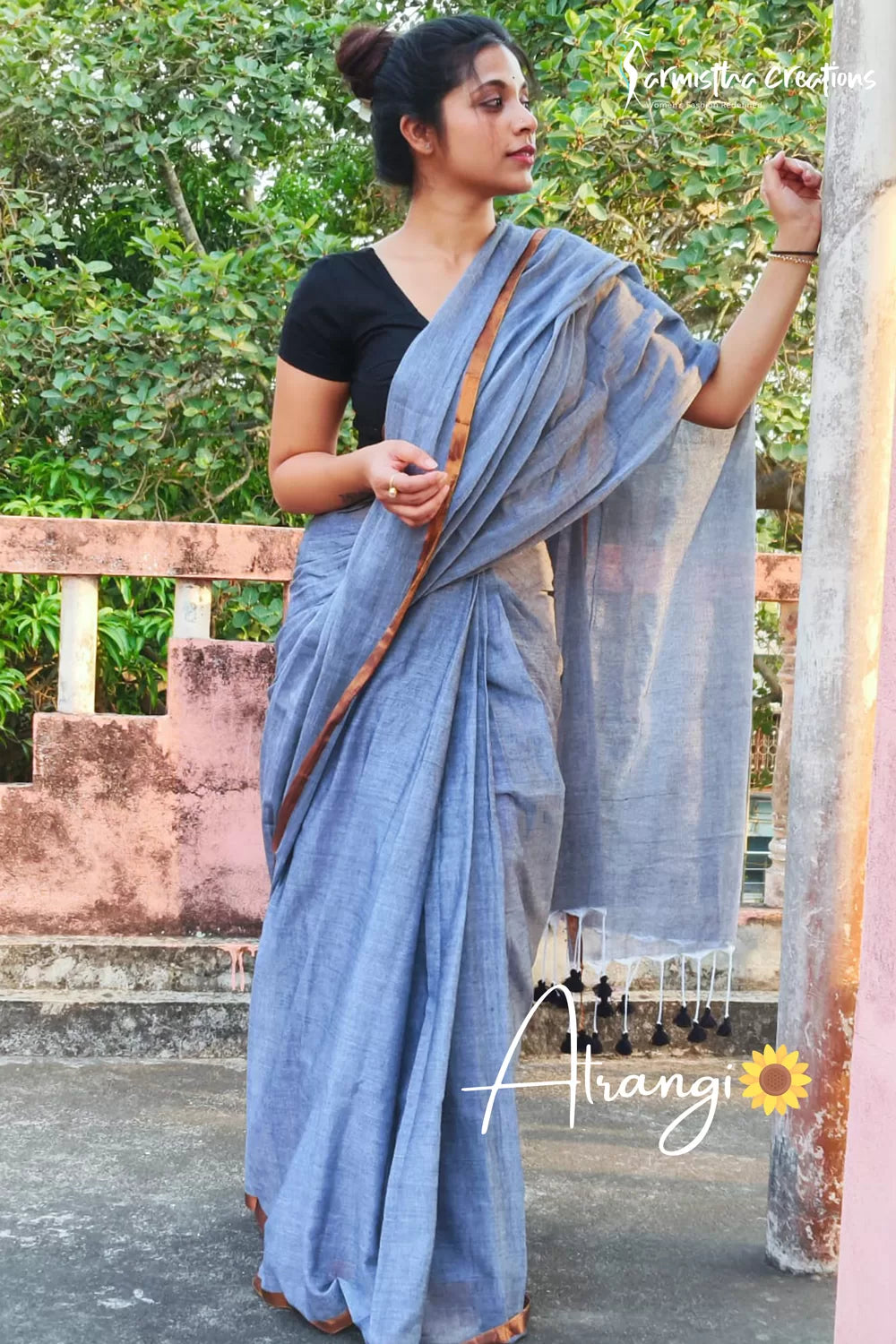 Atrangi Pure Mul Cotton Saree Grey image 0