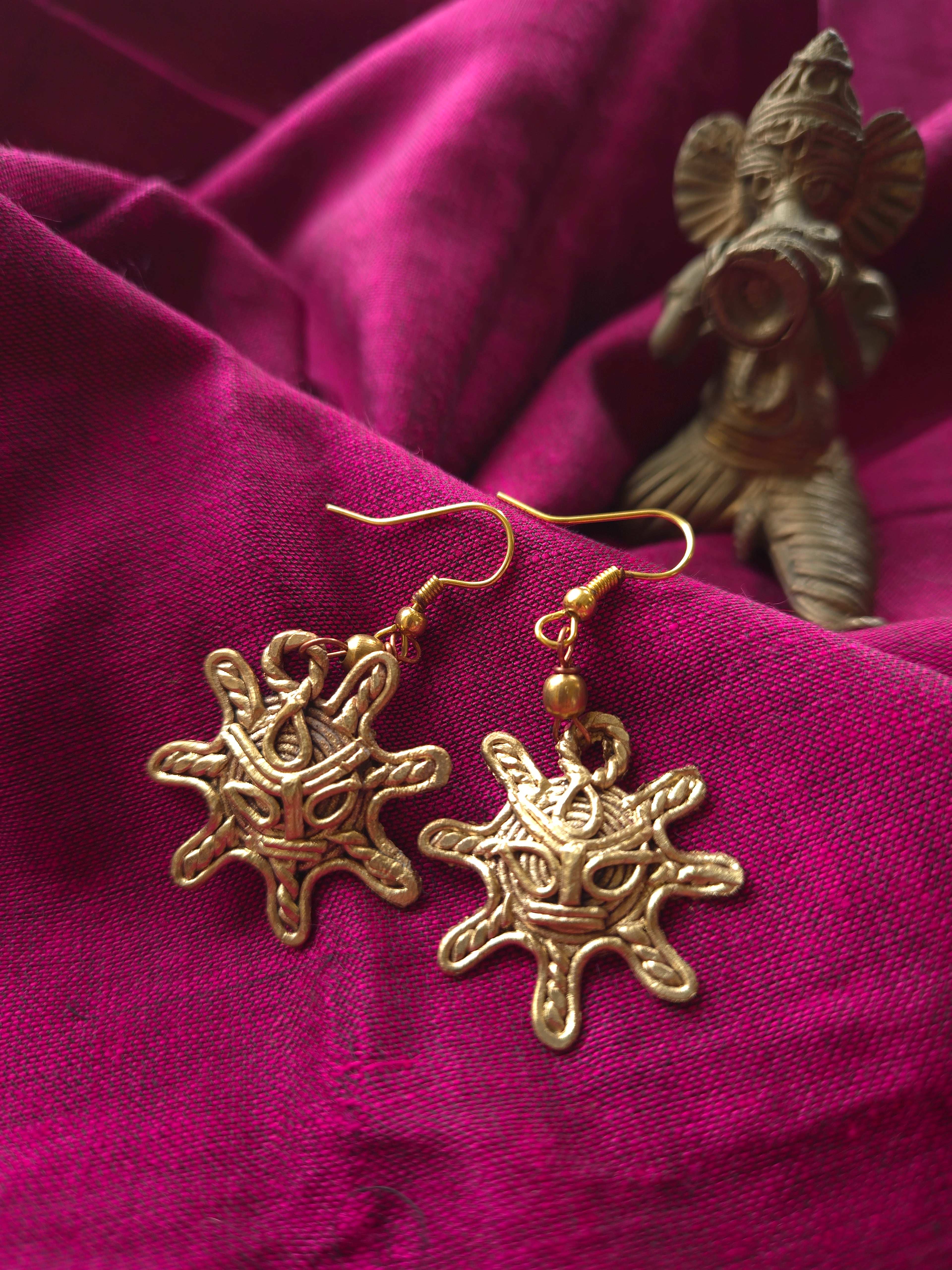 Hand-Made Dhokra Earrings (Natural) | DJGK-ER-010