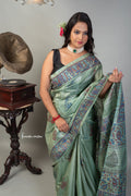 Hand Block Printed Pure Desi Tussar Silk Saree dt-004 image 0