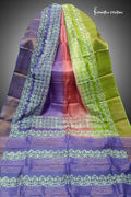 Zari Border Pure Desi Tussar Silk Saree With Hand-Block Printing dtzbhbp-106 image 0