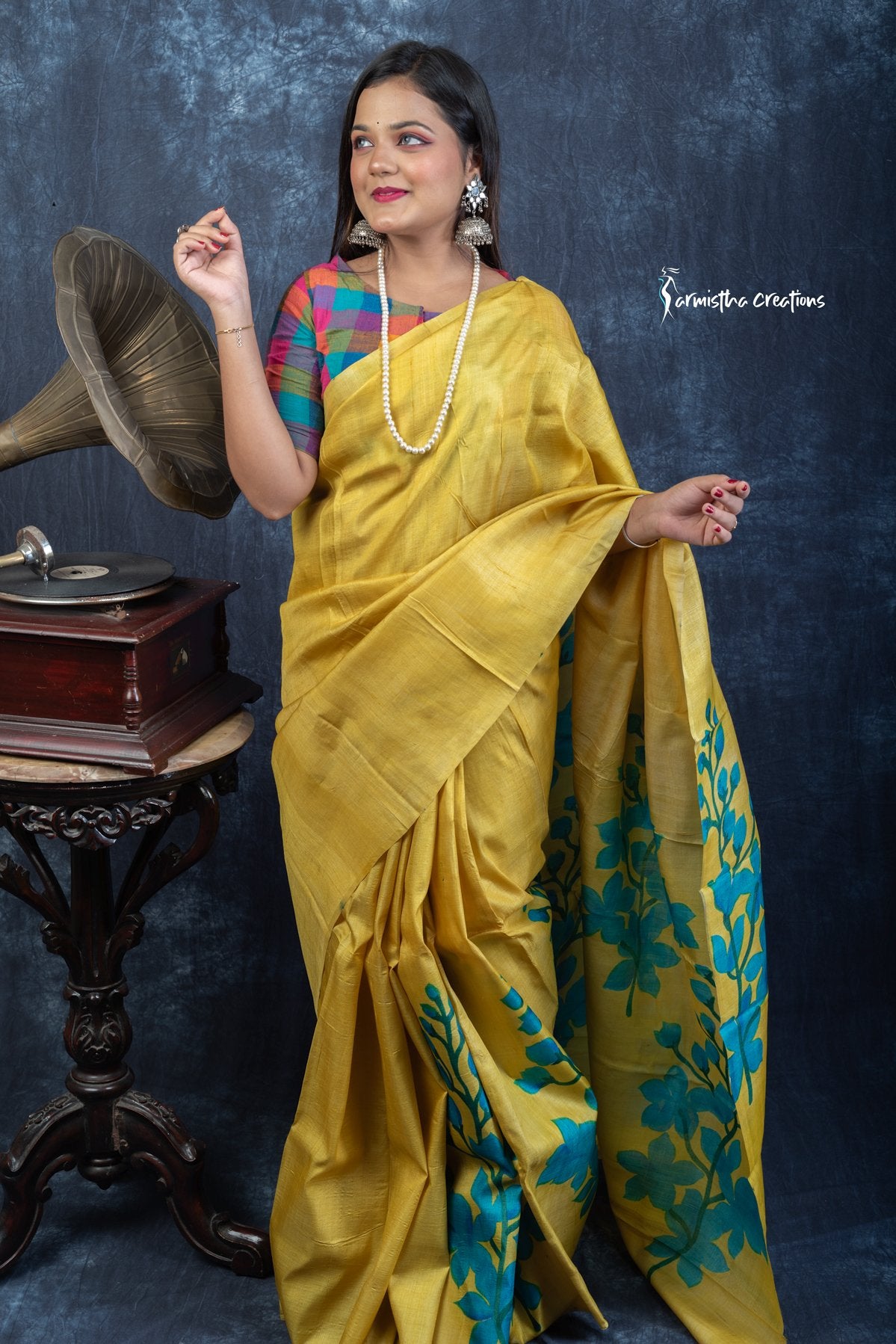 Aabhaa – Hand Painted Pure Tussar Silk Saree | hpts-001 image 1