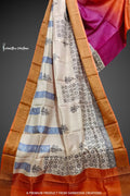 Zari Border Pure Desi Tussar Silk Saree With Hand-Block Printing dtzbhbp-080 image 0