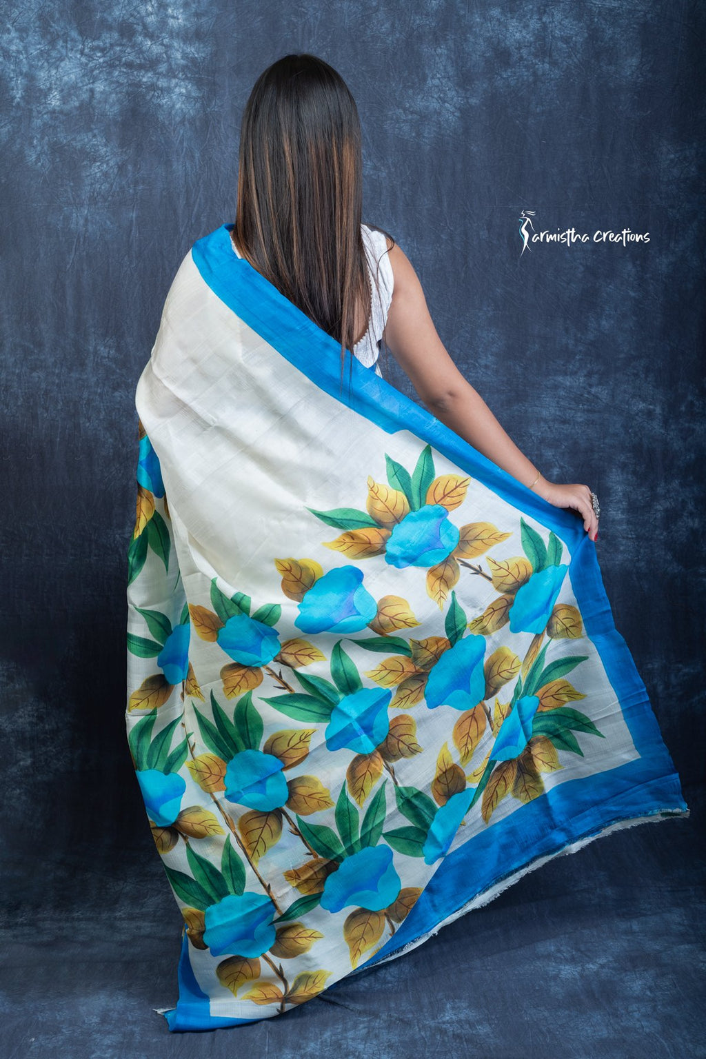Morning Bloom – Hand Painted Pure Bishnupuri Silk Saree | bshp-006 image 8