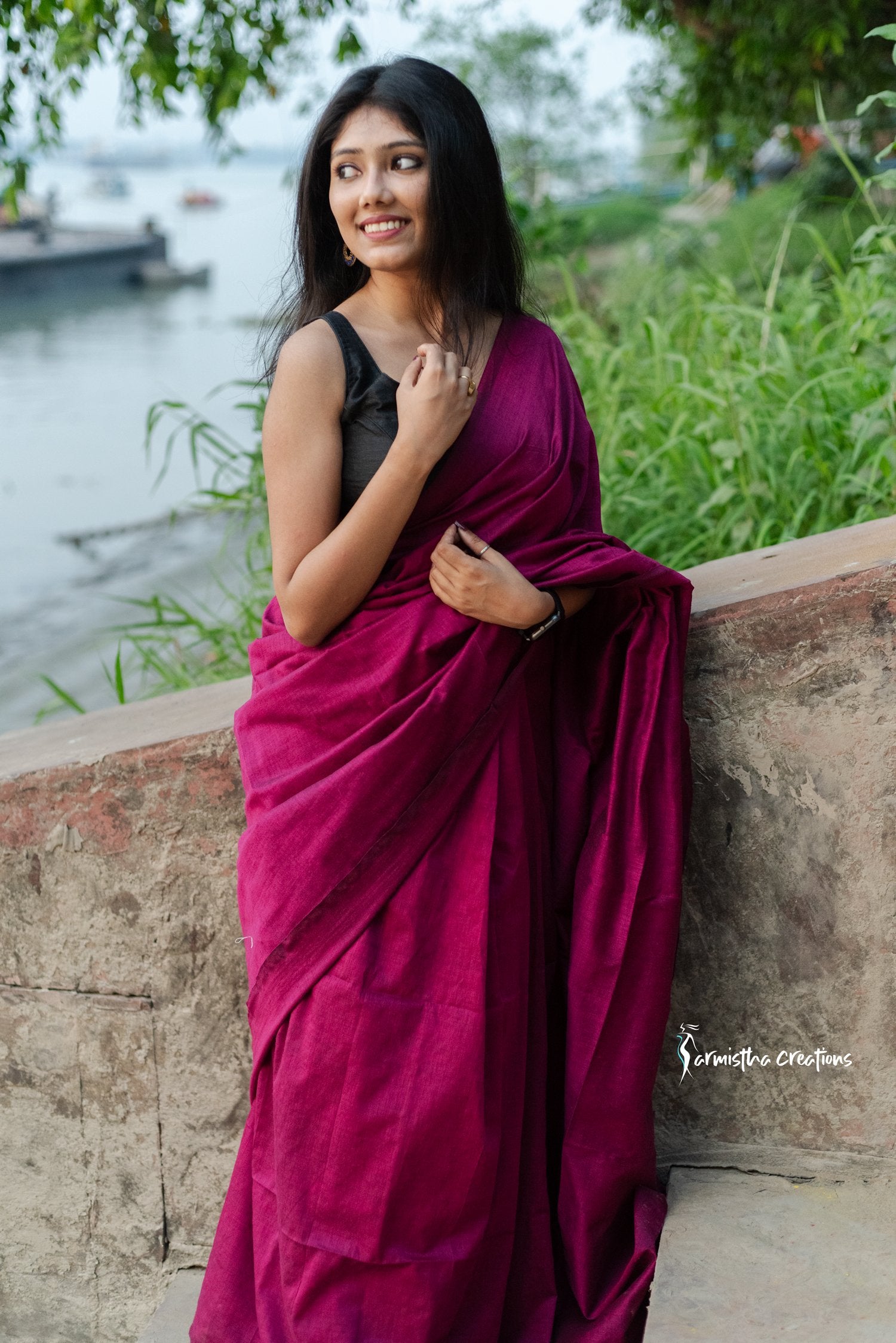 Pure Cotton Saree Magenta image 2