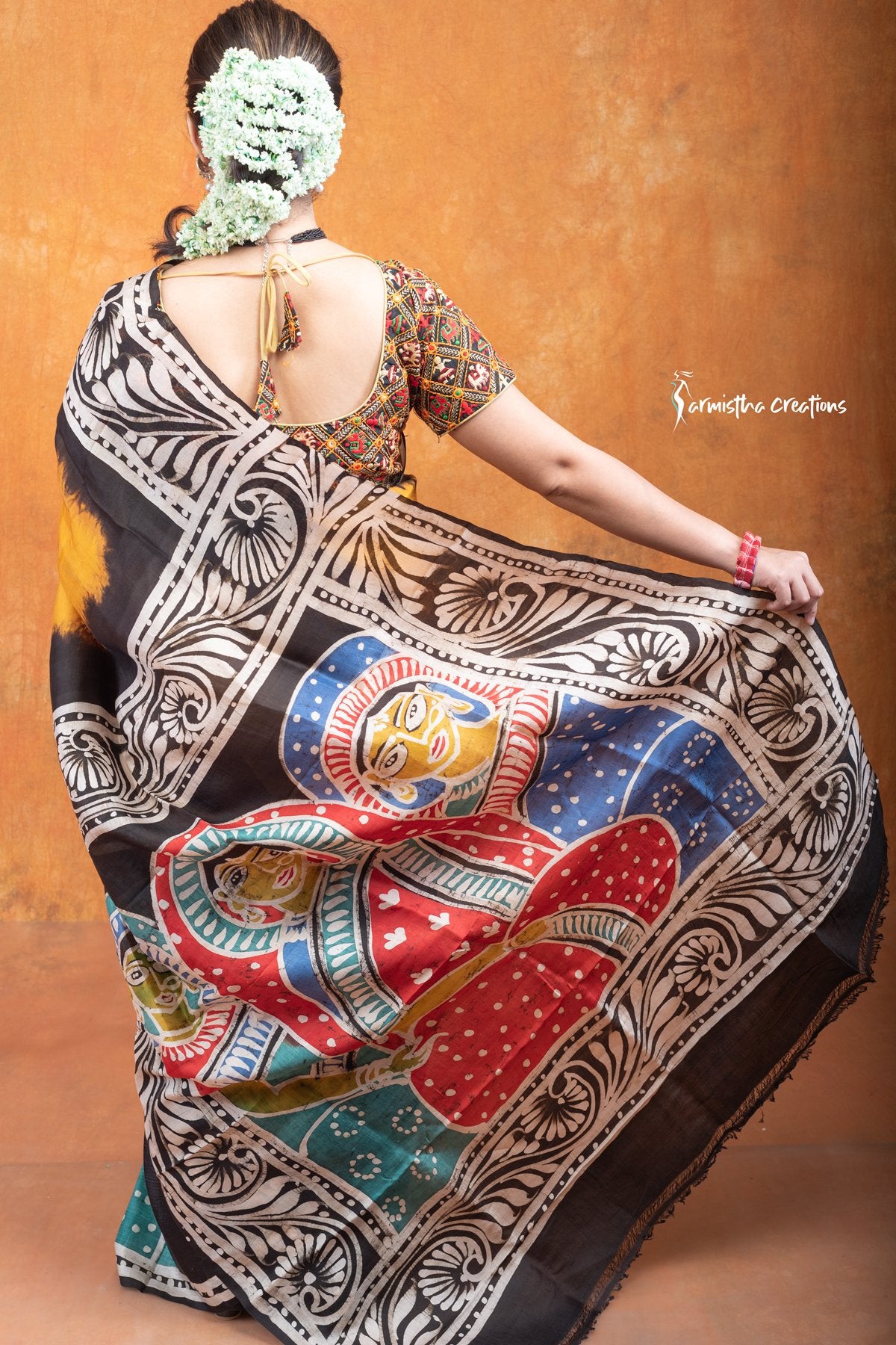Bishnupuri Silk Saree With Wax Batik | bssp-004 image 2