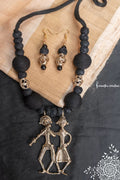 Hand-Made Dokra Necklace (Tribal Figures, Black) image 0