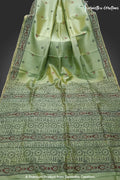 Hand-Block Printed Pure Bishnupuri Katan Silk Saree image 0
