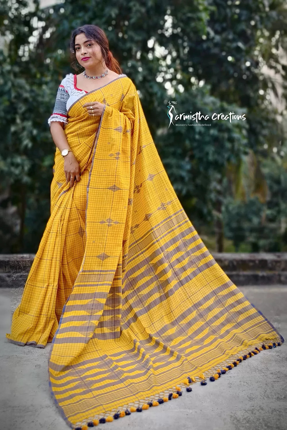 Pure Handloom Cotton Saree Mustard Yellow image 0