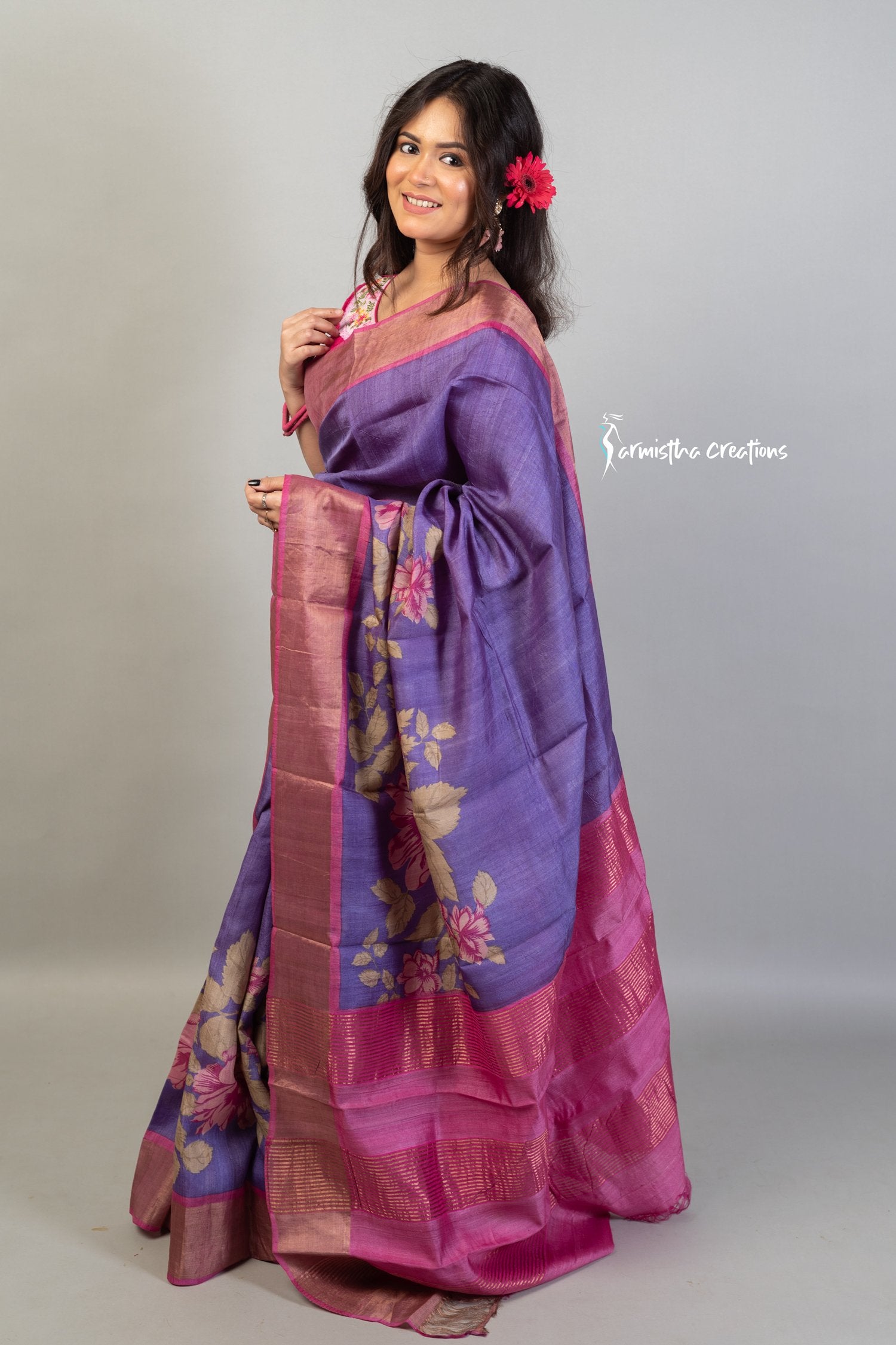 Zari Border Pure Tussar Silk Saree dtzbhbp-099 image 1
