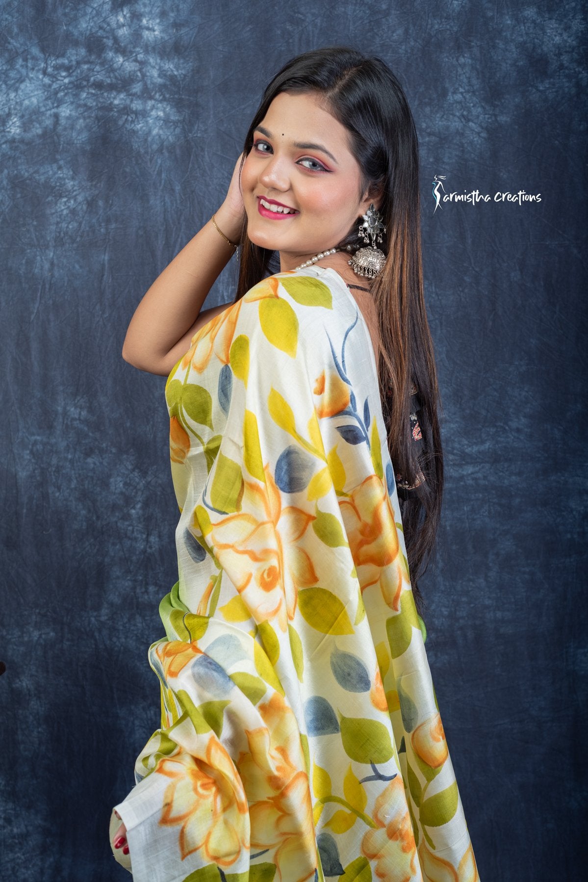 Garden Whispers – Hand-Painted Bishnupuri Silk Saree | bshp-008 image 3