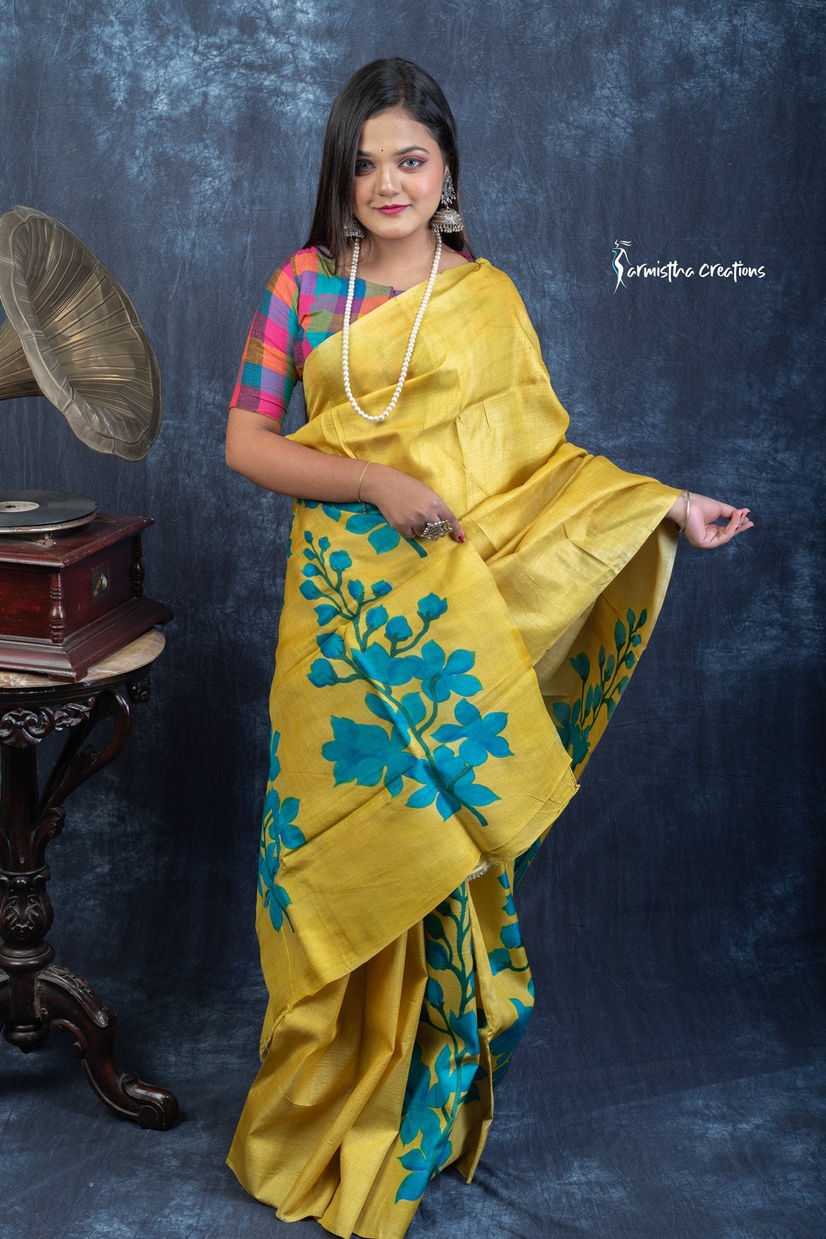 Aabhaa – Hand Painted Pure Tussar Silk Saree | hpts-001 image 6