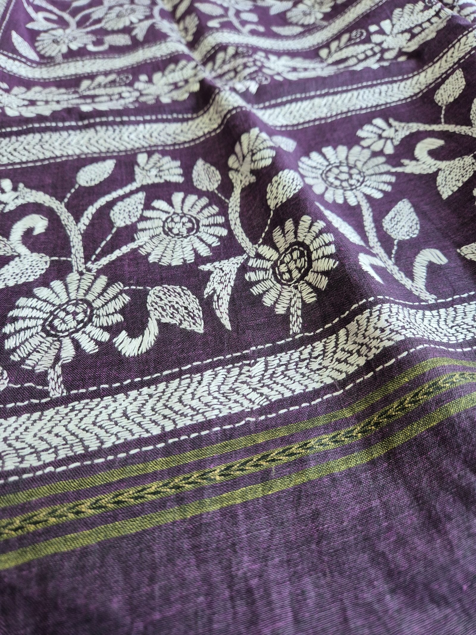 Kantha Stitch on Jamun Dhonekhali Cotton image 4