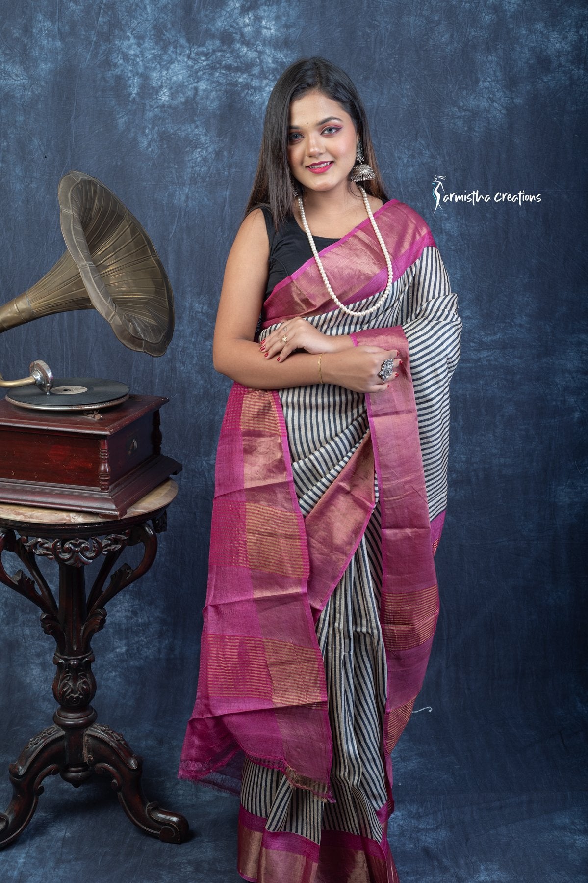 Royal Raga – Block Printed Zari Tussar Silk Saree | dtzbhbp-116 image 4