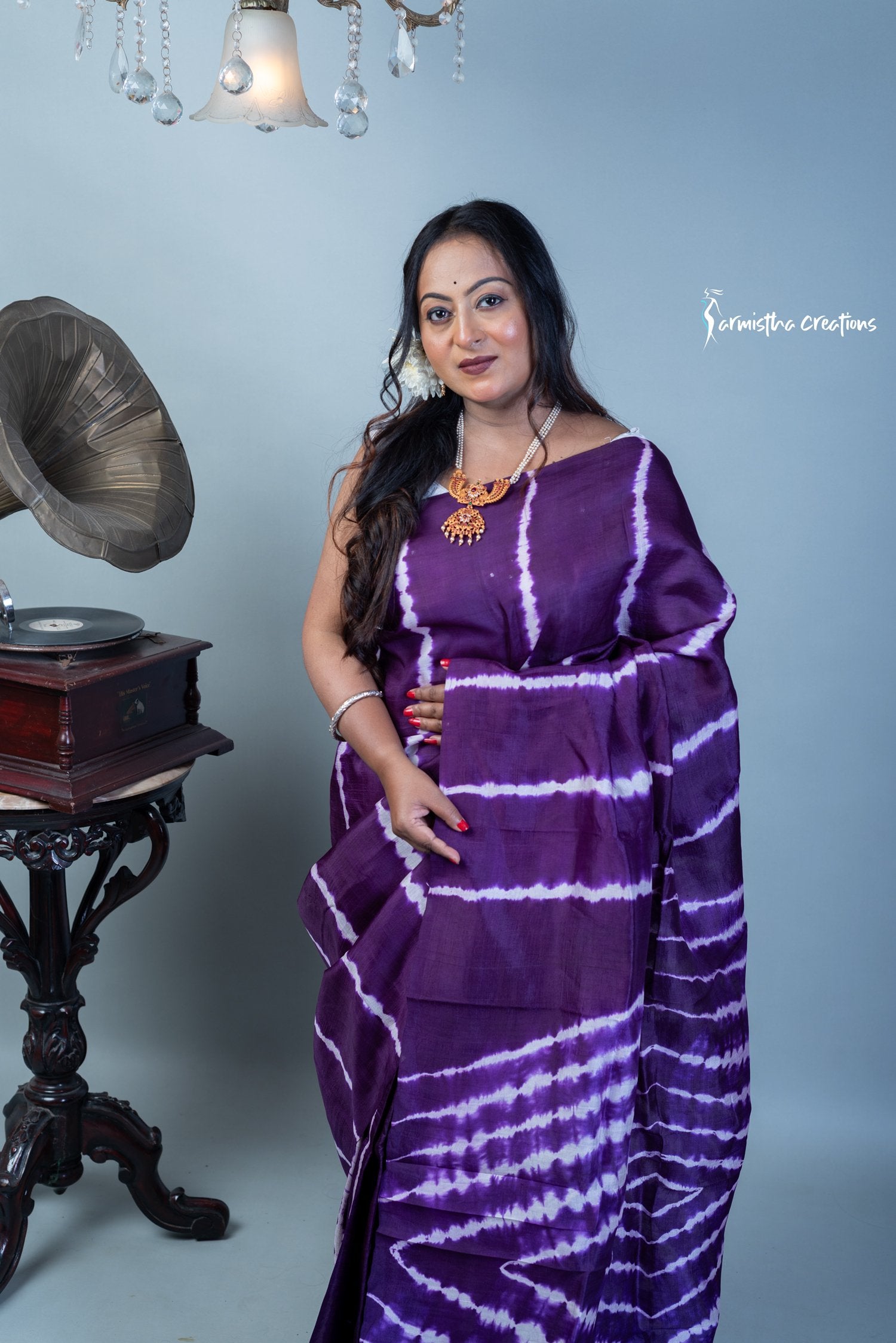 Shibori Print Bishnupuri Silk | bssp-003 image 0