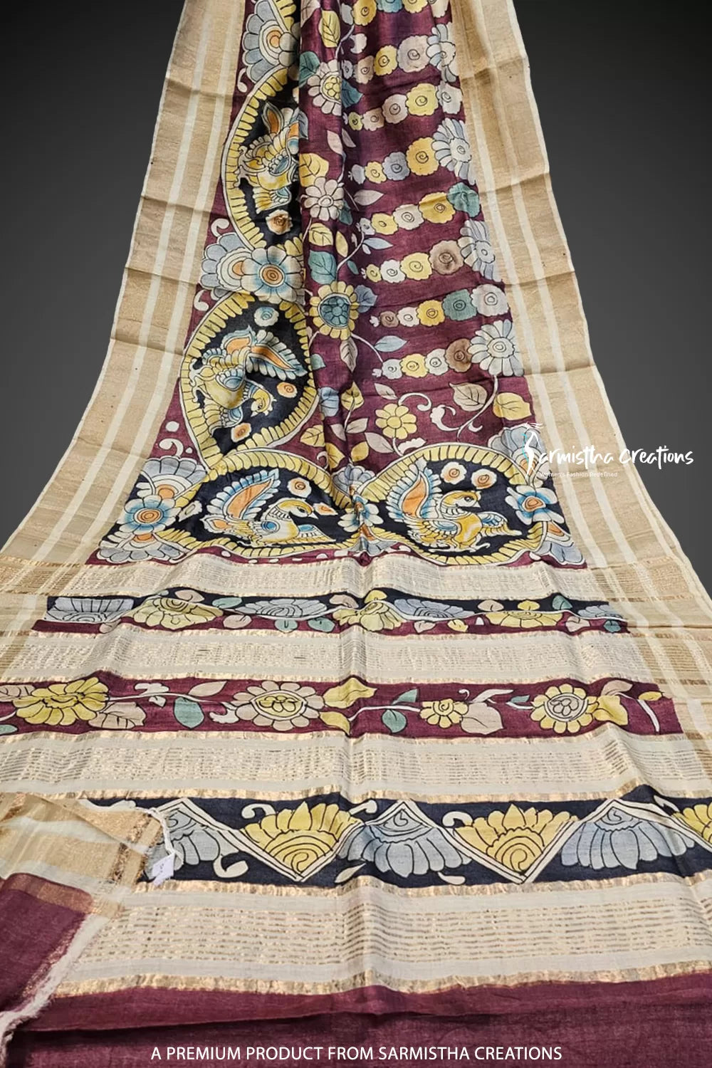 Zari Tussar Saree With Hand Kalamkari zthpk-007 image 0