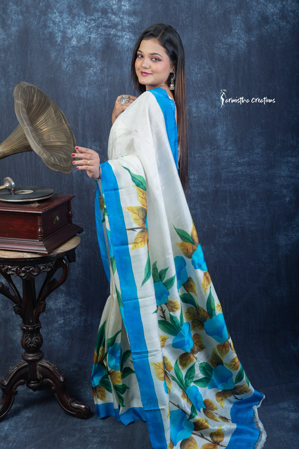 Morning Bloom – Hand Painted Pure Bishnupuri Silk Saree | bshp-006 image 7