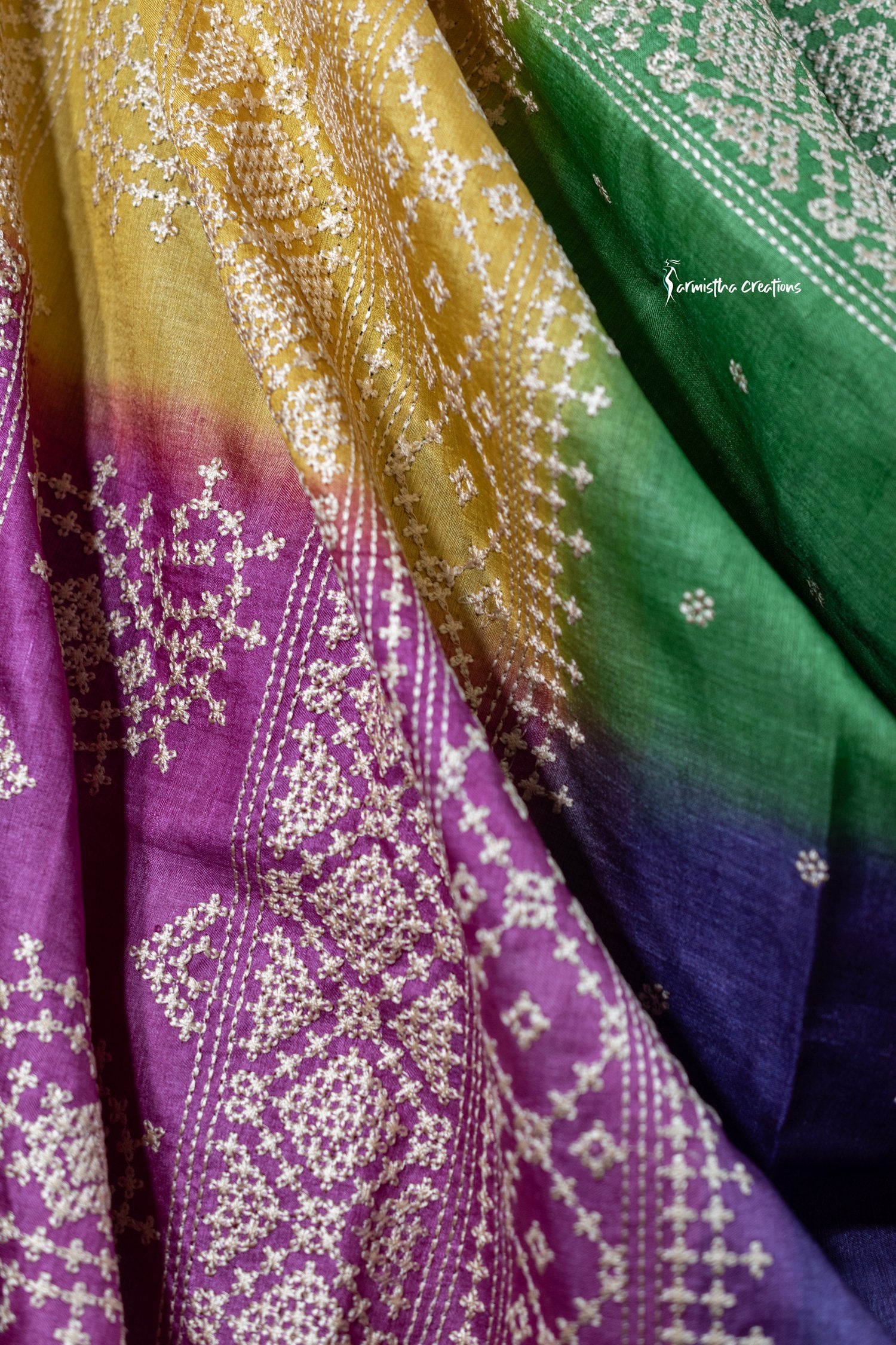 Multicolor Tussar Kutchwork Saree ptkw-003 image 4