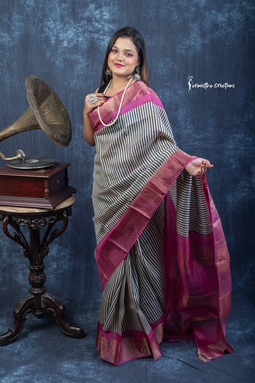 Royal Raga – Block Printed Zari Tussar Silk Saree | dtzbhbp-116 image 7