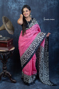 Midnight Blossom – Hand Block Printed Murshidabad Silk Saree | hbpms-030 image 0