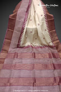 Zari Border Pure Desi Tassar Silk Saree With Hand-Block Printing dtzbhbp-054 image 0