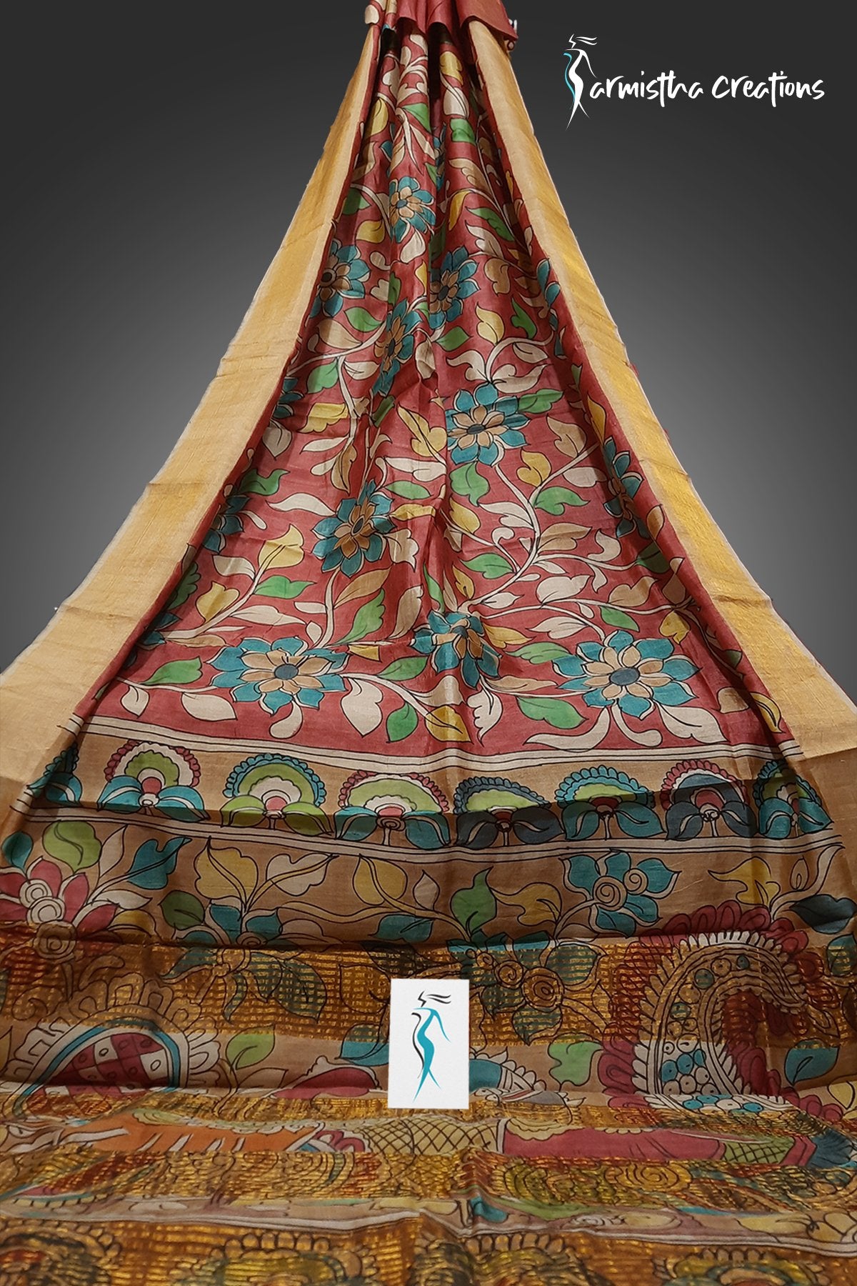 Zari Tussar Saree With Hand Kalamkari zthpk-018 image 0