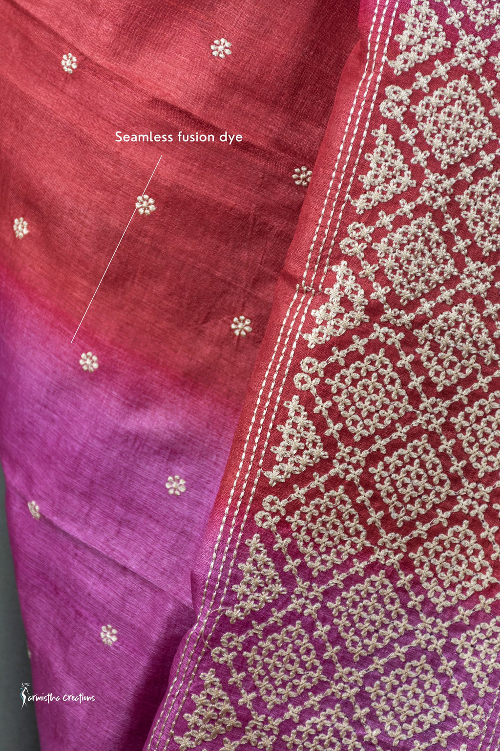 Multicoloured Tussar Kutchwork Saree ptkw-006 image 2