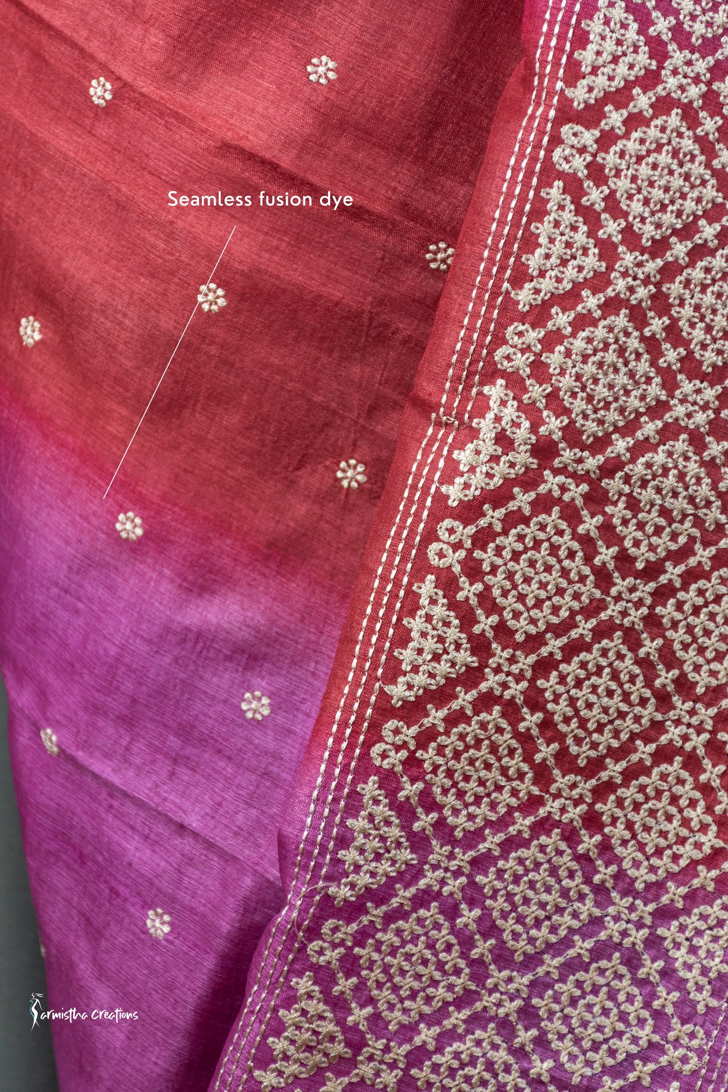 Multicoloured Tussar Kutchwork Saree ptkw-006 image 2