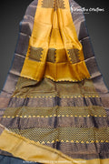 Zari Border Pure Desi Tassar Silk Saree With Hand-Block Printing dtzbhbp-055 image 0