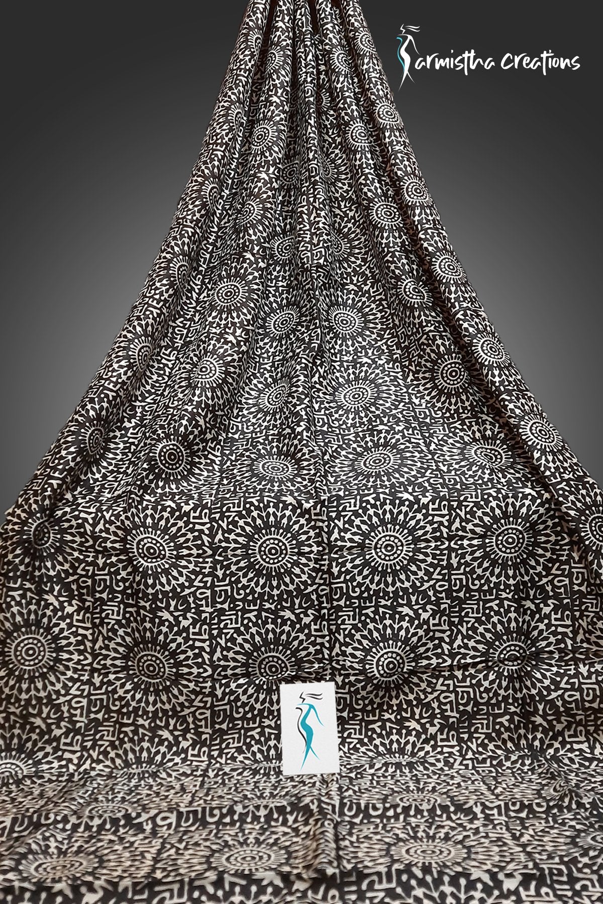 Circle of Grace – Hand-block Printed Murshidabad Silk Saree | hbpms-024 image 0