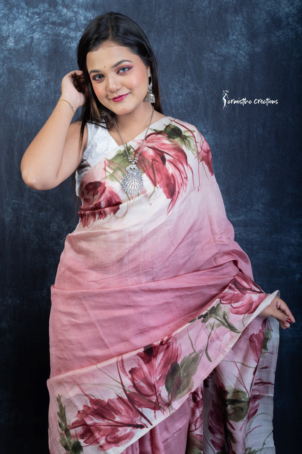 Dusky Rose - Hand-Painted Bishnupuri Silk Saree | Bshp-004 image 4