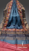 Zari Border Pure Desi Tussar Silk Saree With Hand-Block Printing dtzbhbp-014 image 0