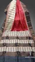 Zari Border Pure Desi Tussar Silk Saree With Hand-Block Printing dtzbhbp-010 image 0