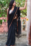 Atrangi Pure Mul Cotton Saree Black image 0