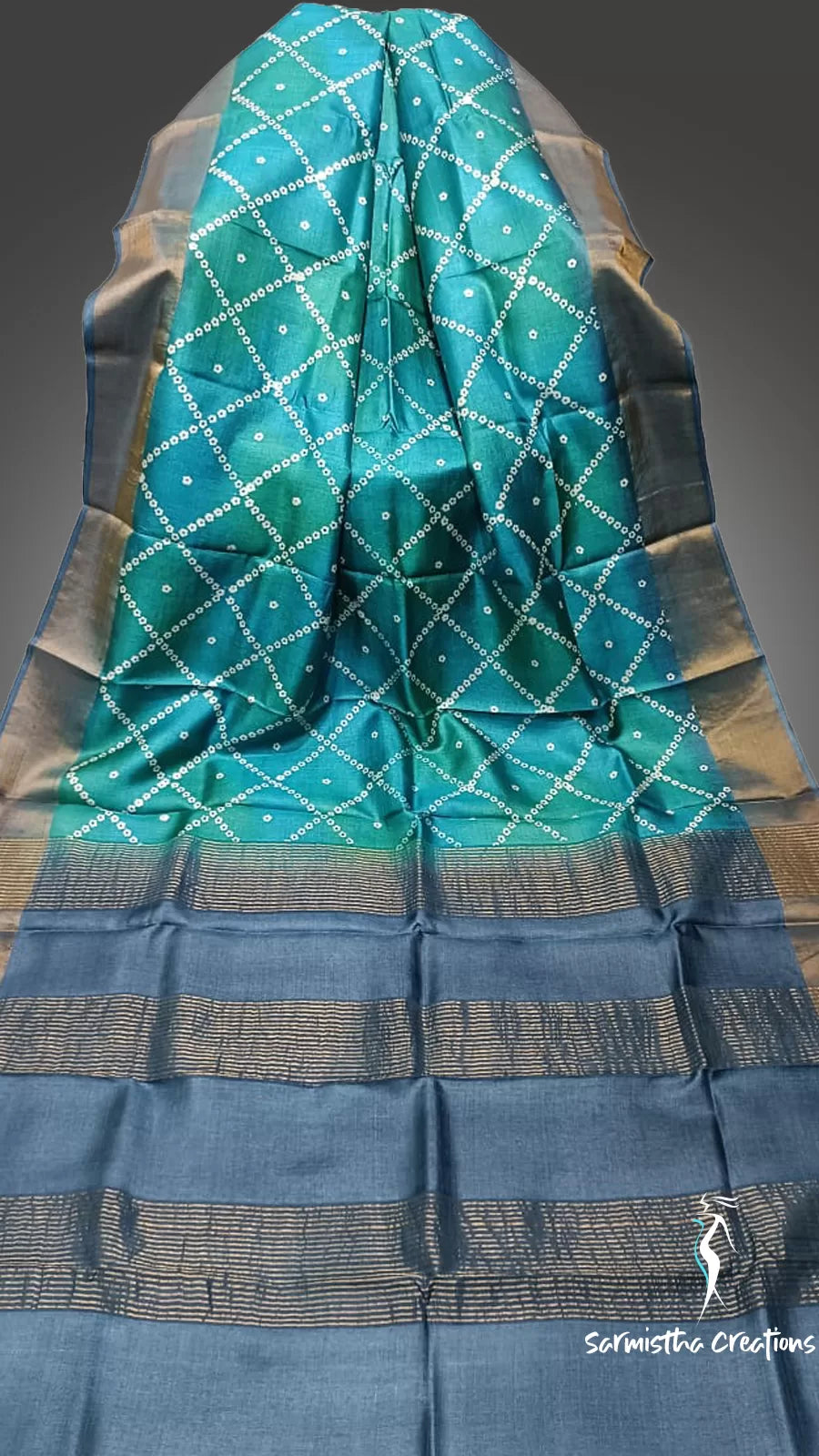 Zari Border Pure Desi Tussar Silk Saree With Hand-Block Printing dtzbhbp-009 image 0
