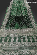 Hand-Block Printed Pure Bishnupuri Katan Silk Saree image 0