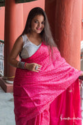 Semi-Silk Saree (Vibrant Pink) image 0